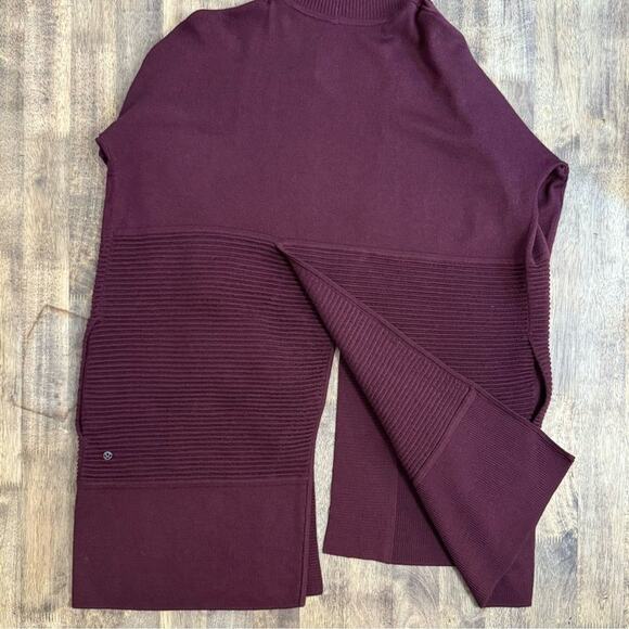 Lululemon Women’s Sit In Lotus Wrap 100% Merino Wool Sweater Maroon Size 6 - Picture 8 of 8